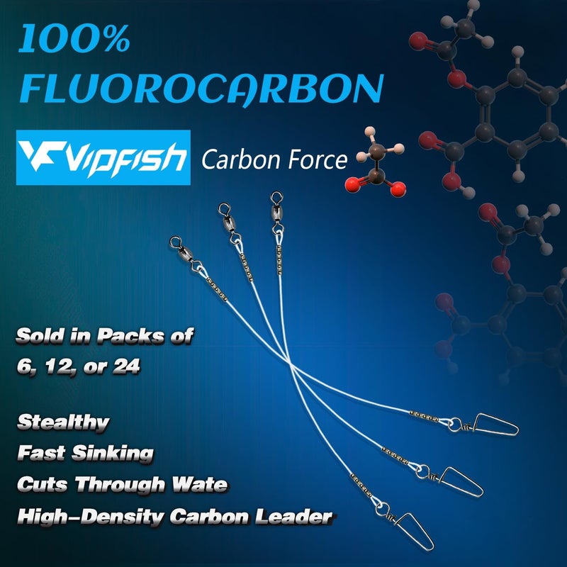 Vipfish Fishing Fluorocarbon Leader with Crane Swivel and Snaps - Heavy Duty 20-80lb Fluorocarbon Leader Connects Lures, Bait, or Hooks for Saltwater & Freshwater Fishing - Image 4